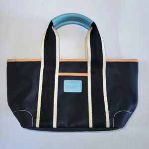 Coach Hampton nylon leather mini tote bag purse black blue summer beach